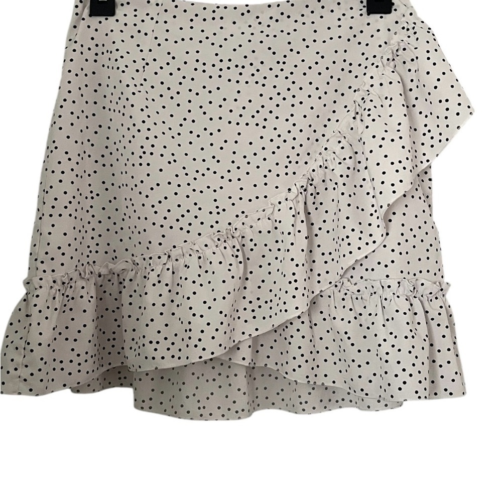 SHEIN‎ White Black Asymmetrical Wrap Mini Skirt